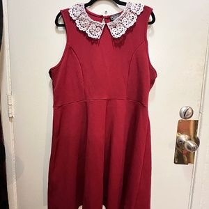 Midnight Hour Red Sleeveless Skater Dress with Peter Pan Collar Size 2X